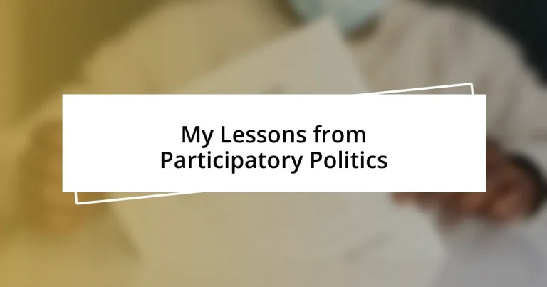 My Lessons from Participatory Politics