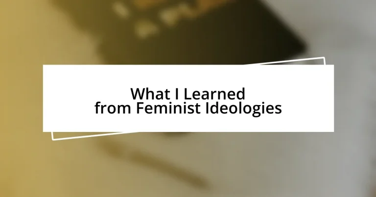 What I Learned from Feminist Ideologies