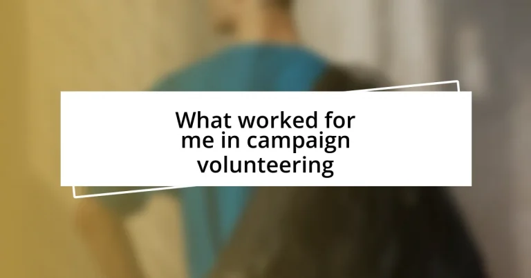 What worked for me in campaign volunteering