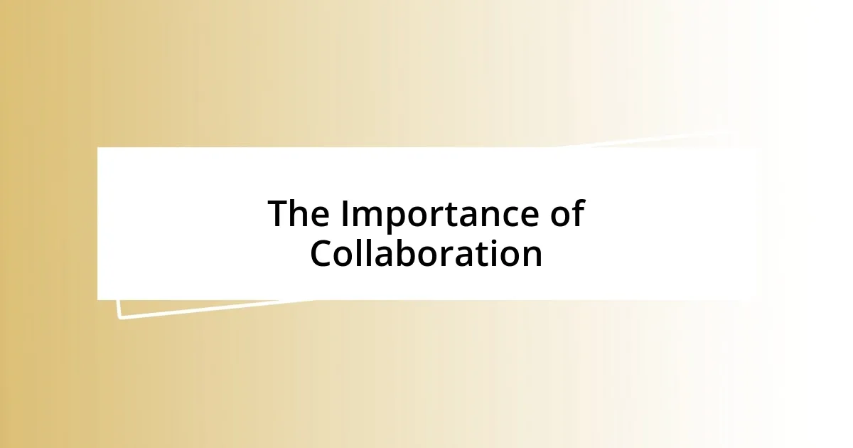 The Importance of Collaboration