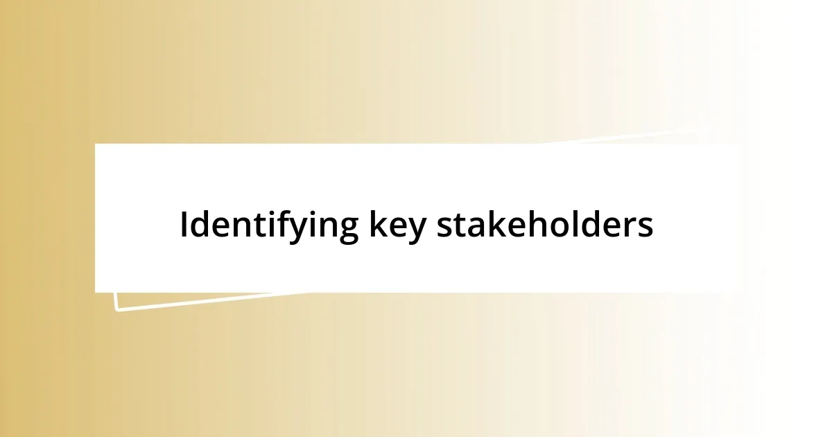 Identifying key stakeholders