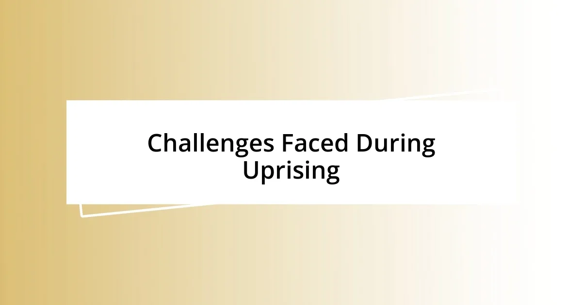 Challenges Faced During Uprising