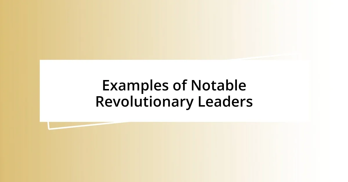 Examples of Notable Revolutionary Leaders