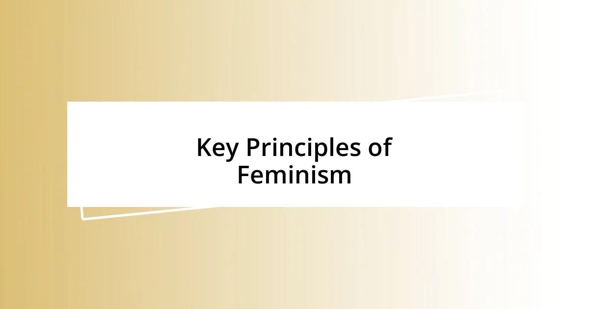 Key Principles of Feminism