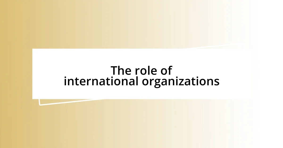 The role of international organizations